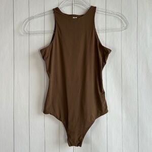 Skims size XS Fits everybody high neck bodysuit brown sleeveless stretch